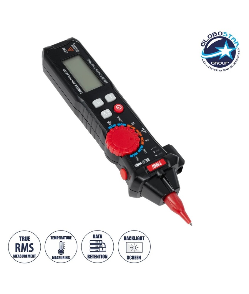 GloboStar® 79693 Ψηφιακό Φορητό Πολύμετρο TASI TA802A με Θήκη Προστασίας Μαύρο